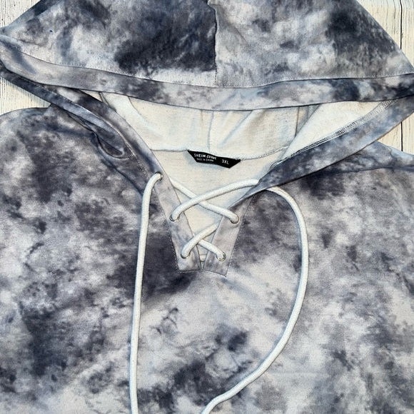 SHEIN 3XL Tie-Dye Hooded Sweatshirt with Criss Cross Drawstrings - Picture 2 of 4